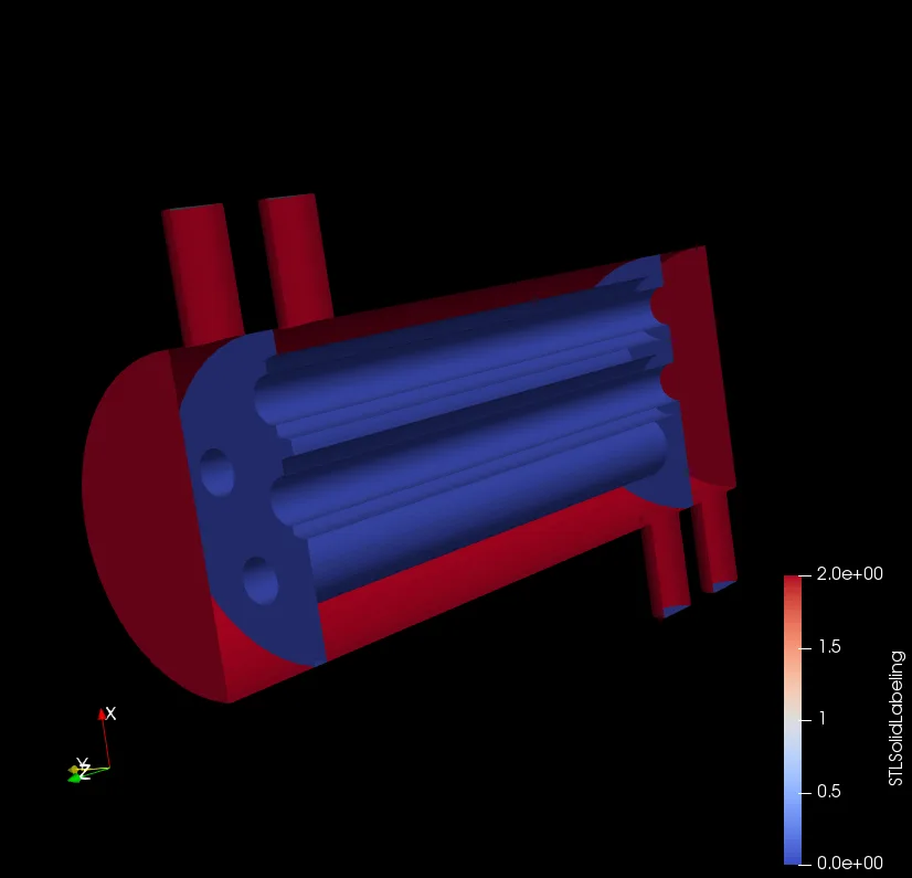 Simulating flow in an industrial heat exchanger