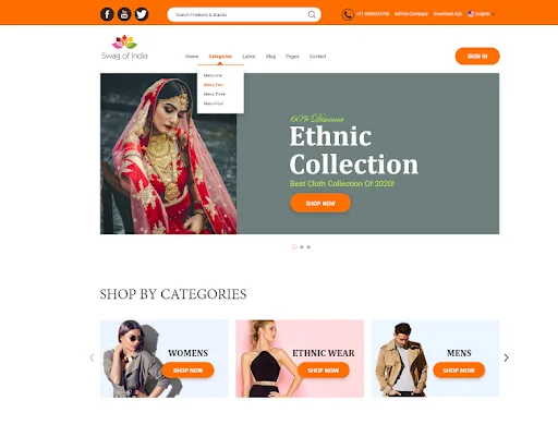 Designing static pages of an e-commerce website
