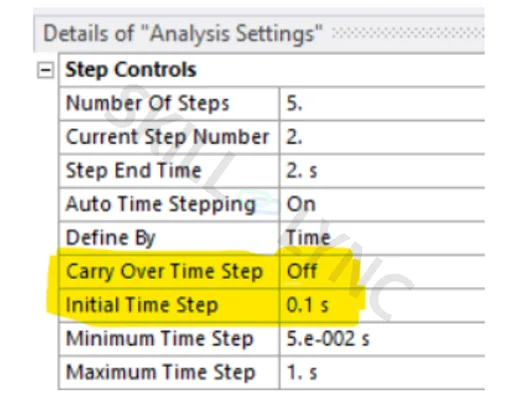 Analysis Settings in Ansys 10