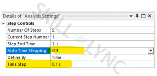 Analysis setting in Ansys 7